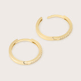 14K Gold Pave Diamond Small Hoops