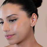 14K Gold Pave Diamond Huggie Hoops
