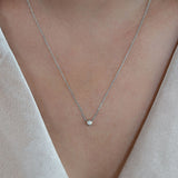 14K Gold Diamond Bezel Necklace