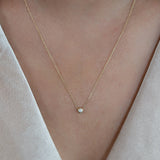 14K Gold Diamond Bezel Necklace