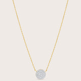 14K Gold Diamond Round Pave Disc Necklace