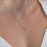 14K Gold Diamond Heart Bezel Necklace