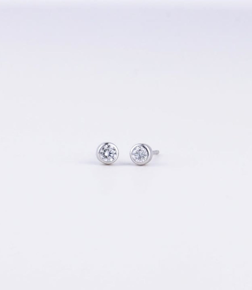 14K Diamond Bezel Studs