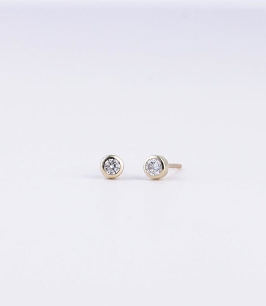 14K Diamond Bezel Studs